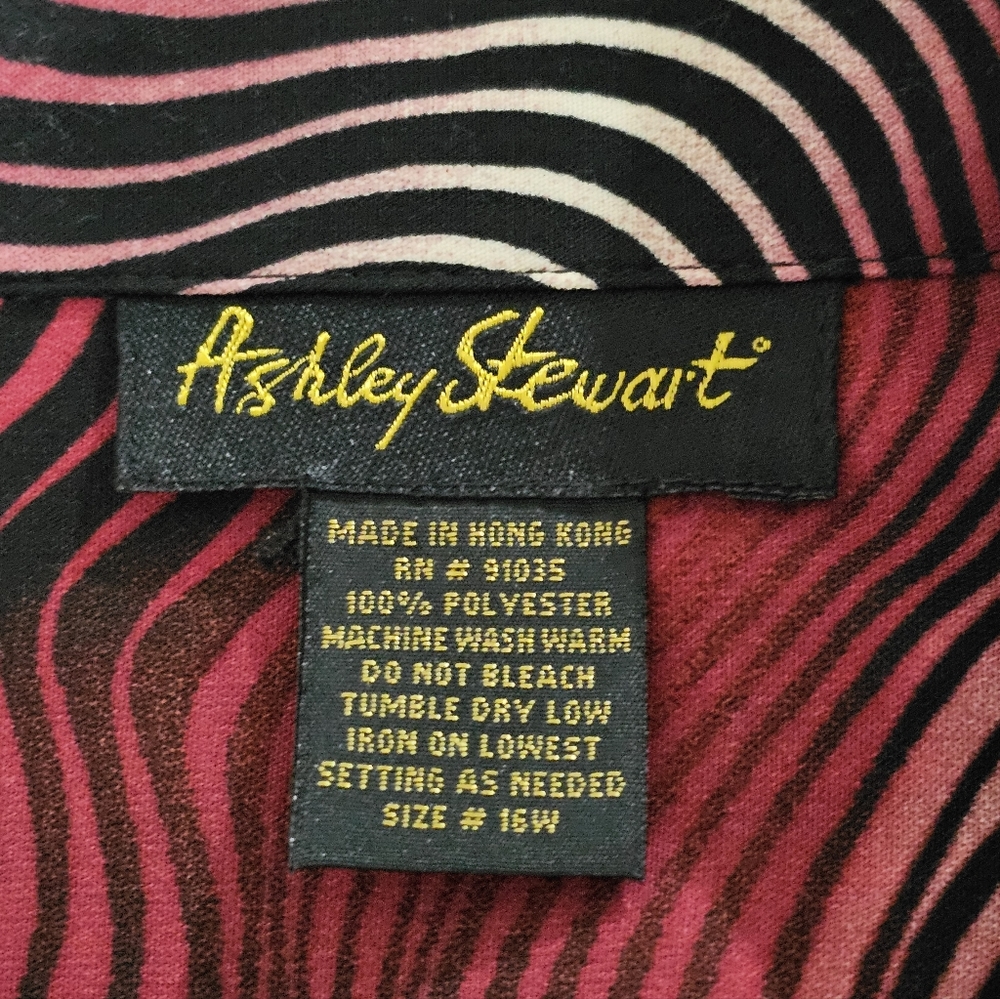 ASHLEY STEWART Women's Button-down Blouse in Hypnotic Print 16W - Picture 6 of 8
